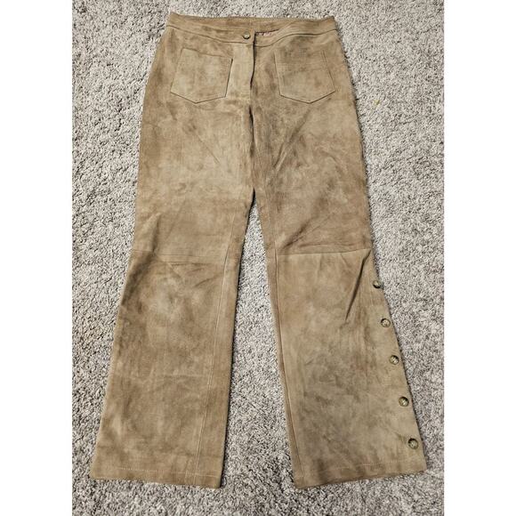 Vintage Michael Kors Size 4 100% Suede Cropped Flare Pants Made In USA - Picture 1 of 13